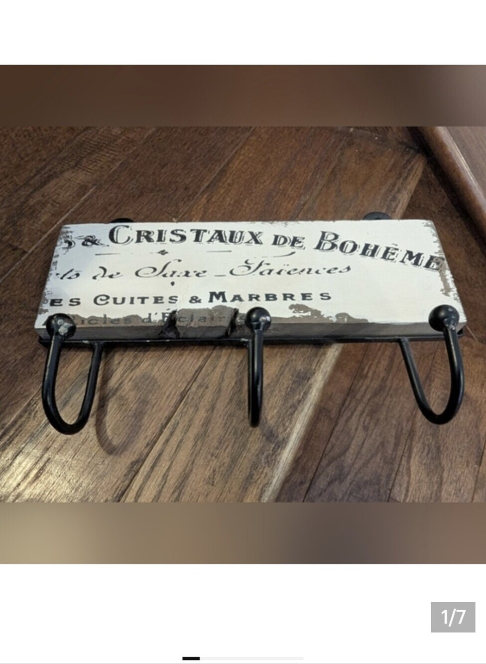 Vintage French Antique Style Signboard Wall Hook Rack Cedar Mountain Studios